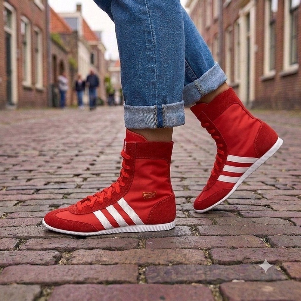 Adidas Japan High Top Sneakers Womens 7 Red JR8121 High Tops **NEW**